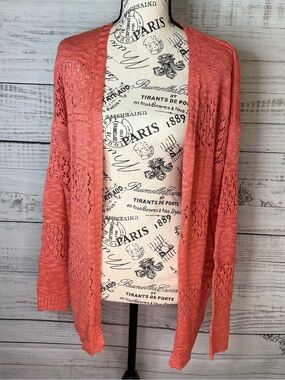 LOVELY LIFE TO LIVE OPEN KNIT CARDIGAN- CORAL  size XS/S